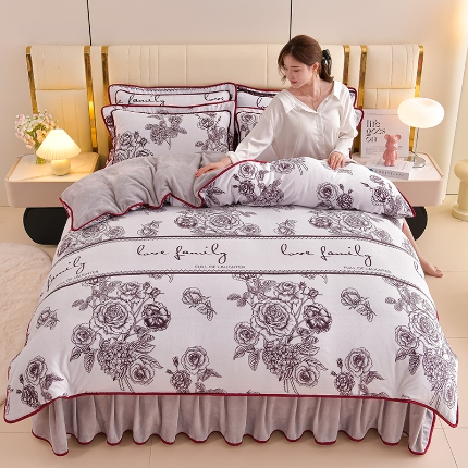 91家纺网 家纺一手货源 找家纺 总-合并 梦之星 2025新款8.5斤高克重印花+纯色牛奶绒金貂绒四件套