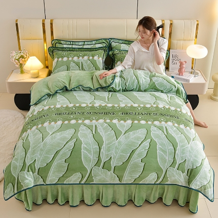 91家纺网 家纺一手货源 找家纺 总-合并 梦之星 2025新款8.5斤高克重印花+纯色牛奶绒金貂绒四件套