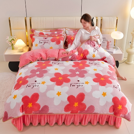 91家纺网 家纺一手货源 找家纺 总-合并 梦之星 2025新款8.5斤高克重印花+纯色牛奶绒金貂绒四件套