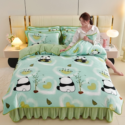 91家纺网 家纺一手货源 找家纺 总-合并 梦之星 2025新款8.5斤高克重印花+纯色牛奶绒金貂绒四件套