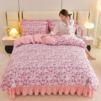 91家纺网 家纺一手货源 找家纺 总-合并 梦之星 2025新款8.5斤高克重印花+纯色牛奶绒金貂绒四件套