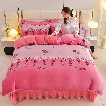 91家纺网 家纺一手货源 找家纺 总-合并 梦之星 2025新款8.5斤高克重印花+纯色牛奶绒金貂绒四件套