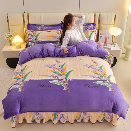 91家纺网 家纺一手货源 找家纺 总-合并 梦之星 2025新款8.5斤高克重印花+纯色牛奶绒金貂绒四件套