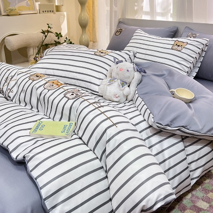 91家纺网 家纺一手货源 找家纺 （总）经年2025年 新款 学生卡通水洗真丝冰丝天丝四件套 直播爆款