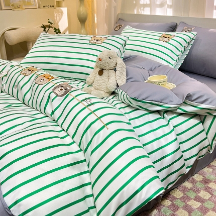 91家纺网 家纺一手货源 找家纺 （总）经年2025年 新款 学生卡通水洗真丝冰丝天丝四件套 直播爆款