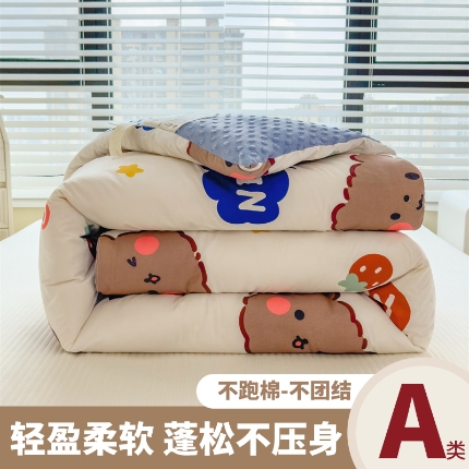恒畅 2024新款A类水洗棉印花豆豆绒秋冬被 豆豆被-nice小熊