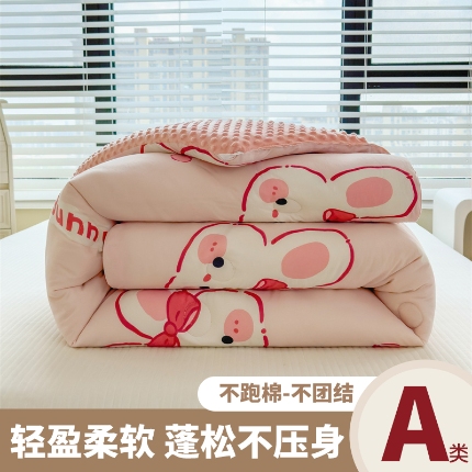 恒畅 2024新款A类水洗棉印花豆豆绒秋冬被 豆豆被-兔子小姐