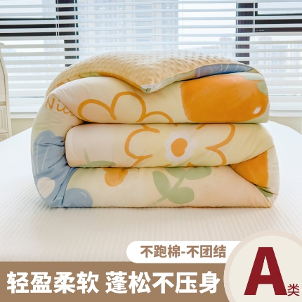 恒畅 2024新款A类水洗棉印花豆豆绒秋冬被 豆豆被-橙意满满