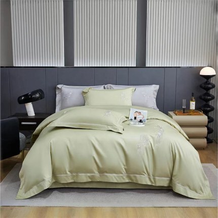 91家纺网 家纺一手货源 找家纺 2024婚庆送礼休闲居家50双股棉轻奢高端绣花圆角款四件套艾丽莎糸列新品