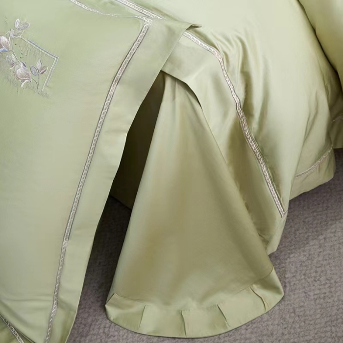 91家纺网 家纺一手货源 找家纺 2024婚庆送礼休闲居家50双股棉轻奢高端绣花圆角款四件套艾丽莎糸列新品