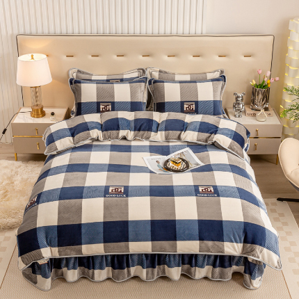 91家纺网 家纺一手货源 找家纺 （总）博兰蒂 2025新款床裙款高克重牛奶绒印花四件套