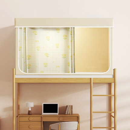 91家纺网 家纺一手货源 找家纺 2024新款物理强遮光纳米技术静电植绒环保透气床帘加密纱学生蚊帐