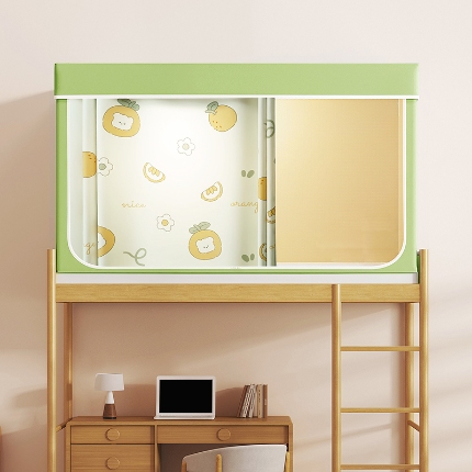 91家纺网 家纺一手货源 找家纺 2024新款物理强遮光纳米技术静电植绒环保透气床帘加密纱学生蚊帐