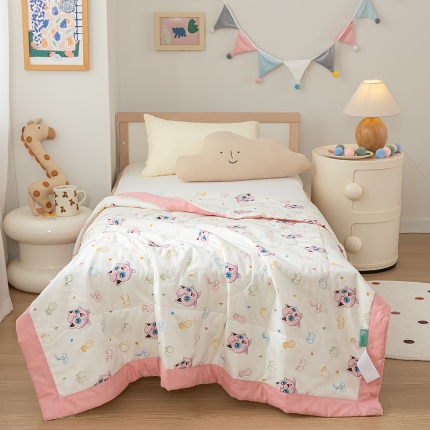 91家纺网 家纺一手货源 找家纺 （总）宝可梦系列-A类双层纱大豆儿童夏被幼儿园被子空调被 