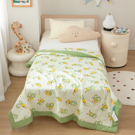 91家纺网 家纺一手货源 找家纺 （总）宝可梦系列-A类双层纱大豆儿童夏被幼儿园被子空调被 