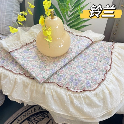 91家纺网 家纺一手货源 找家纺 （总）纯棉床盖被套255×230小香风法式全棉床裙花边夹棉床盖+枕套×2