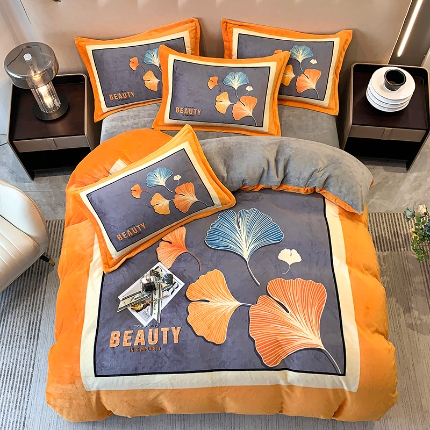 91家纺网 家纺一手货源 找家纺 （总）喜梦缘 2025新款大版花卉中国风加厚牛奶绒四件套（量大从优）