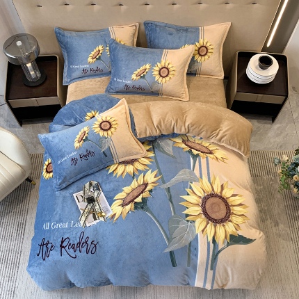 91家纺网 家纺一手货源 找家纺 （总）喜梦缘 2025新款大版花卉中国风加厚牛奶绒四件套（量大从优）