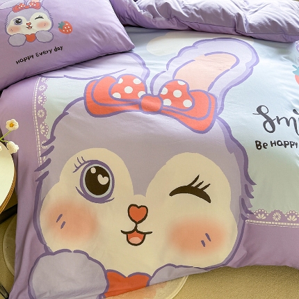 91家纺网 家纺一手货源 找家纺 （总）经年 2025 新款 学生季卡通 40S-13372 大版印花全棉四件套