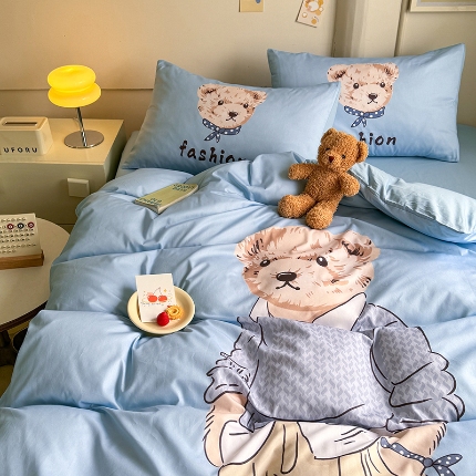 91家纺网 家纺一手货源 找家纺 （总）经年 2025 新款 学生季卡通 40S-13372 大版印花全棉四件套