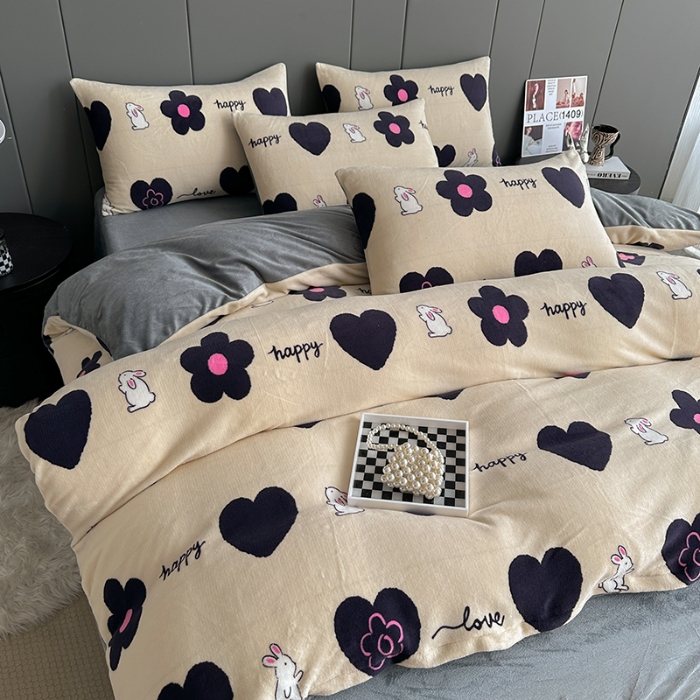 91家纺网 家纺一手货源 找家纺 （总）斯卡诺2025新款直播轻奢爆款小清新牛奶宝宝绒四件套