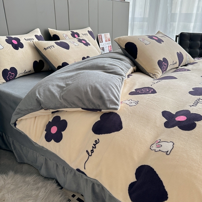 91家纺网 家纺一手货源 找家纺 （总）斯卡诺2025新款直播轻奢爆款小清新牛奶宝宝绒四件套