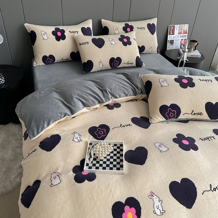 91家纺网 家纺一手货源 找家纺 （总）斯卡诺2025新款直播轻奢爆款小清新牛奶宝宝绒四件套