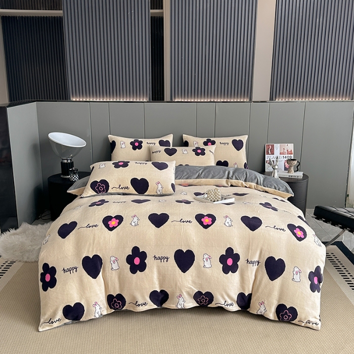 91家纺网 家纺一手货源 找家纺 （总）斯卡诺2025新款直播轻奢爆款小清新牛奶宝宝绒四件套