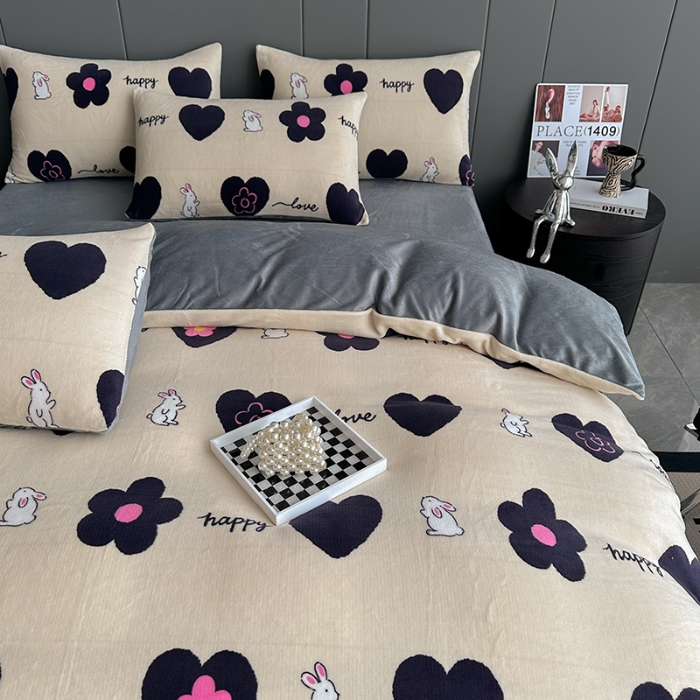 91家纺网 家纺一手货源 找家纺 （总）斯卡诺2025新款直播轻奢爆款小清新牛奶宝宝绒四件套