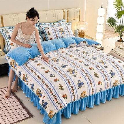 91家纺网 家纺一手货源 找家纺 （总）绒耀 2025新款高克重牛奶绒四件套保暖四件套直播爆款电商爆款