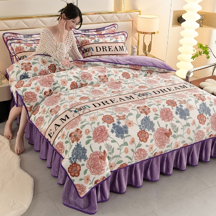 91家纺网 家纺一手货源 找家纺 （总）绒耀 2025新款高克重牛奶绒四件套保暖四件套直播爆款电商爆款