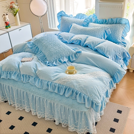 91家纺网 家纺一手货源 找家纺 （总）【苏米娜】2024年高端12斤小香风高克重加厚240g牛奶绒床盖款四件套兔毛绒床盖款四件套宝宝绒婴儿绒剪花雕花兔绒四件套床盖床裙	