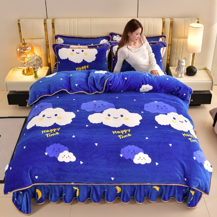 91家纺网 家纺一手货源 找家纺 （总 ）新8.5-9.5斤法莱绒四件套珊瑚牛奶金貂绒四件套床裙