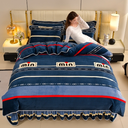 91家纺网 家纺一手货源 找家纺 （总 ）新8.5-9.5斤法莱绒四件套珊瑚牛奶金貂绒四件套床裙