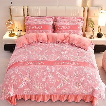 91家纺网 家纺一手货源 找家纺 （总 ）新8.5-9.5斤法莱绒四件套珊瑚牛奶金貂绒四件套床裙