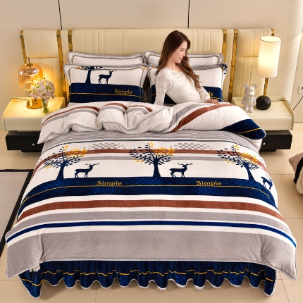 91家纺网 家纺一手货源 找家纺 （总 ）新8.5-9.5斤法莱绒四件套珊瑚牛奶金貂绒四件套床裙