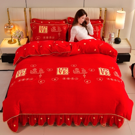 91家纺网 家纺一手货源 找家纺 （总 ）新8.5-9.5斤法莱绒四件套珊瑚牛奶金貂绒四件套床裙