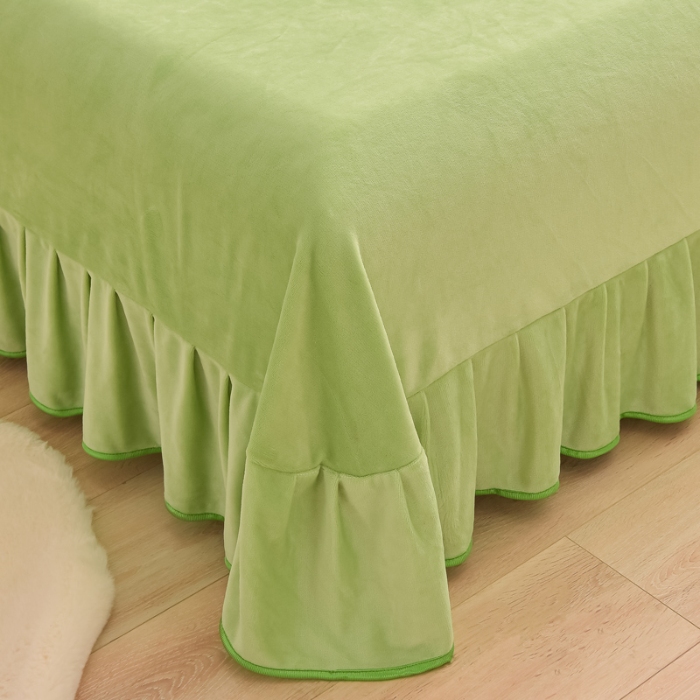 91家纺网 家纺一手货源 找家纺 赛丽雅 2025新款牛奶绒床裙四件套8-9斤法莱绒直播爆款日产2万套 绿意盎然