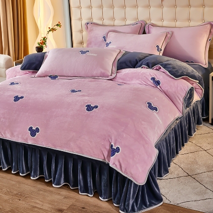 91家纺网 家纺一手货源 找家纺 总 凤杰 2025新款高克重7斤加厚印花牛奶绒金貂法莱绒四件套