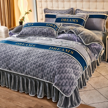 91家纺网 家纺一手货源 找家纺 总 凤杰 2025新款高克重7斤加厚印花牛奶绒金貂法莱绒四件套