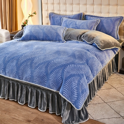 91家纺网 家纺一手货源 找家纺 凤杰 2025新款高克重7斤加厚印花牛奶绒金貂法莱绒四件套 极简生活