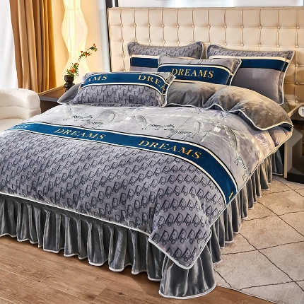 91家纺网 家纺一手货源 找家纺 凤杰 2025新款高克重7斤加厚印花牛奶绒金貂法莱绒四件套 骑士