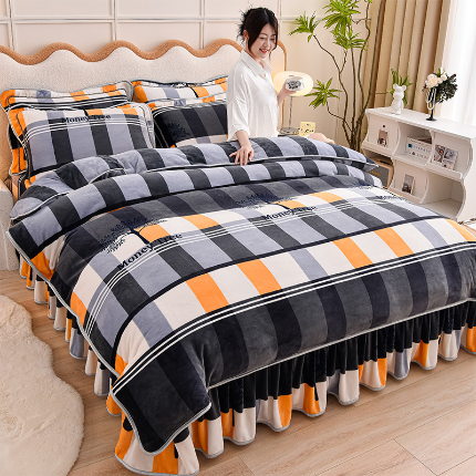 91家纺网 家纺一手货源 找家纺 （总）羽梦2025新款8.5斤牛奶法莱绒金貂法兰绒四件套直播爆款