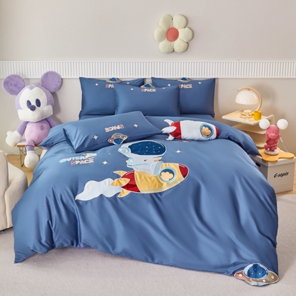 91家纺网 家纺一手货源 找家纺 （汇总）紫桐 2025新款50s双股100支长绒棉四件套三件套卡通贴布绣四件套（控价420）