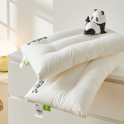 91家纺网 家纺一手货源 找家纺 （总）乐可 2024新款A类母婴全棉熊猫枕儿童枕学生枕 枕头枕芯-风格一
