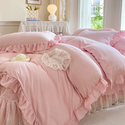 91家纺网 家纺一手货源 找家纺 （总）乐朵2025春夏  妮可  A类 泡泡棉 夹棉床盖四件套（专版专利 控价188）