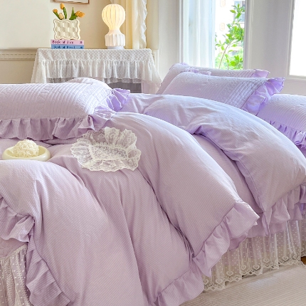 91家纺网 家纺一手货源 找家纺 （总）乐朵2025春夏  妮可  A类 泡泡棉 夹棉床盖四件套（专版专利 控价188）