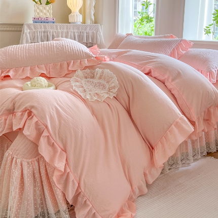 91家纺网 家纺一手货源 找家纺 （总）乐朵2025春夏  妮可  A类 泡泡棉 夹棉床盖四件套（专版专利 控价188）