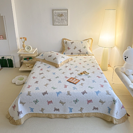 91家纺网 家纺一手货源 找家纺 （总）源舜家纺 2025新款舒适亲肤全棉单品床盖-爱心满满