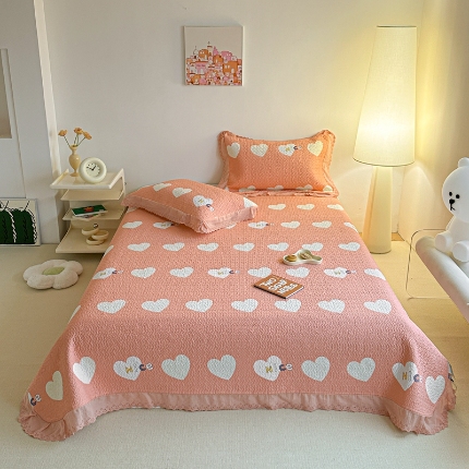 91家纺网 家纺一手货源 找家纺 （总）源舜家纺 2025新款舒适亲肤全棉单品床盖-爱心满满